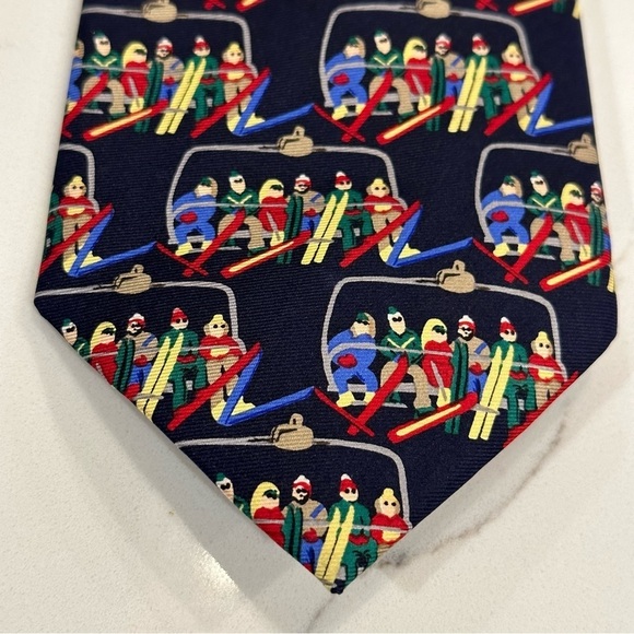 Creative American Design Allyn Neckwear CHAIRLIFT Ski Colorful Tie Novelty Print - Picture 1 of 7